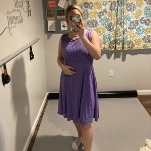 Purple Striped Dress, High Neck